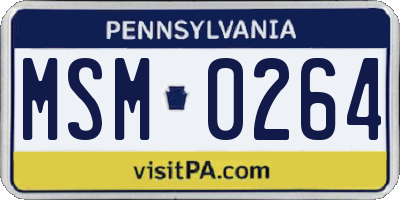 PA license plate MSM0264