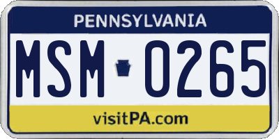 PA license plate MSM0265