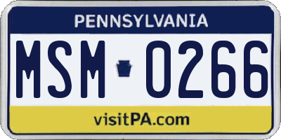 PA license plate MSM0266