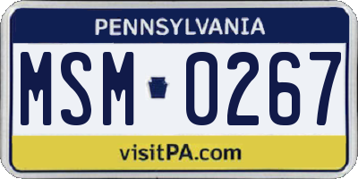 PA license plate MSM0267