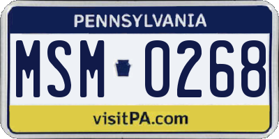 PA license plate MSM0268