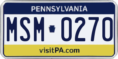 PA license plate MSM0270