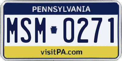 PA license plate MSM0271