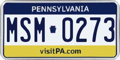 PA license plate MSM0273