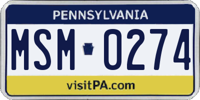 PA license plate MSM0274