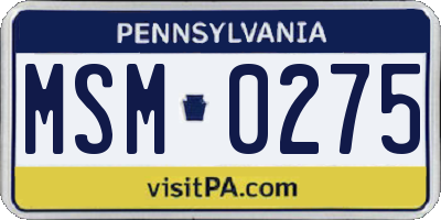 PA license plate MSM0275