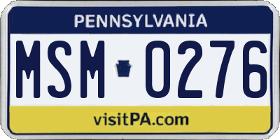 PA license plate MSM0276