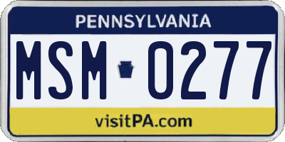 PA license plate MSM0277