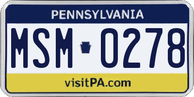 PA license plate MSM0278