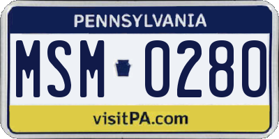 PA license plate MSM0280