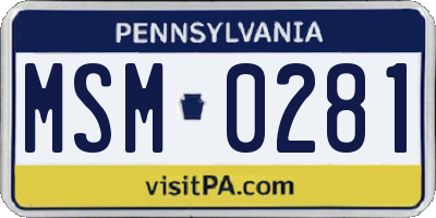 PA license plate MSM0281