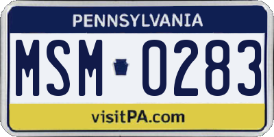 PA license plate MSM0283