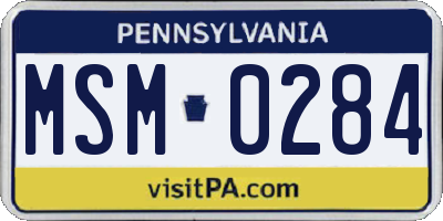 PA license plate MSM0284