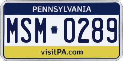 PA license plate MSM0289