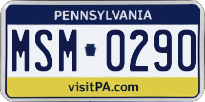 PA license plate MSM0290