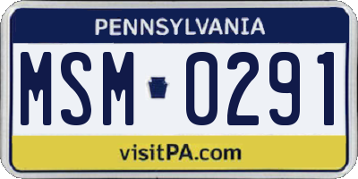 PA license plate MSM0291