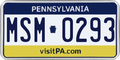 PA license plate MSM0293
