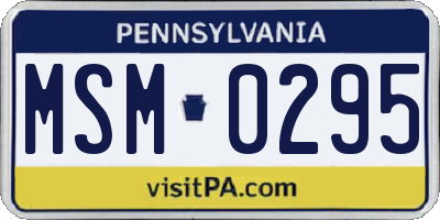 PA license plate MSM0295
