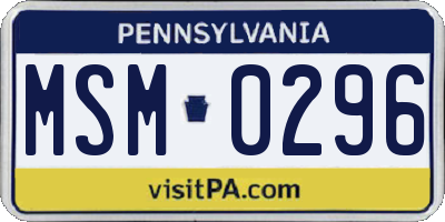 PA license plate MSM0296