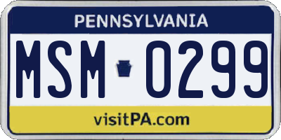 PA license plate MSM0299