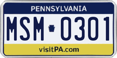 PA license plate MSM0301