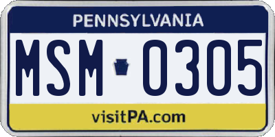 PA license plate MSM0305
