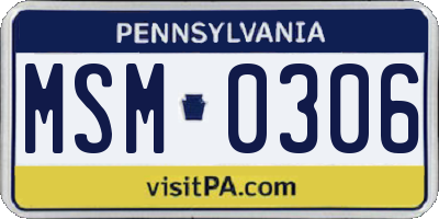 PA license plate MSM0306