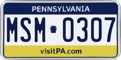 PA license plate MSM0307