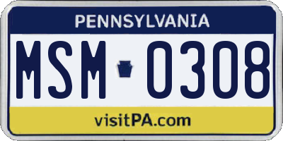 PA license plate MSM0308