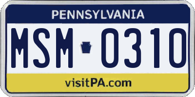 PA license plate MSM0310