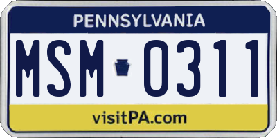 PA license plate MSM0311