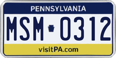 PA license plate MSM0312