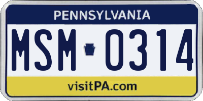 PA license plate MSM0314