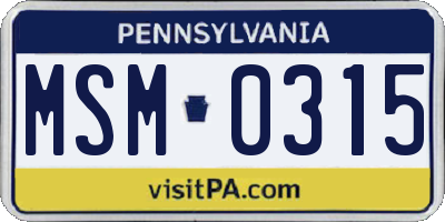 PA license plate MSM0315