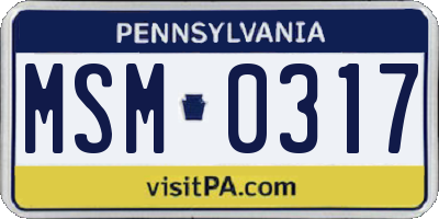 PA license plate MSM0317