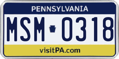 PA license plate MSM0318