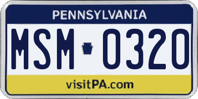 PA license plate MSM0320