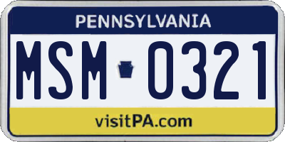 PA license plate MSM0321