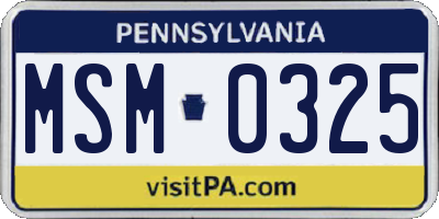 PA license plate MSM0325