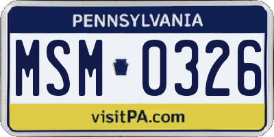 PA license plate MSM0326