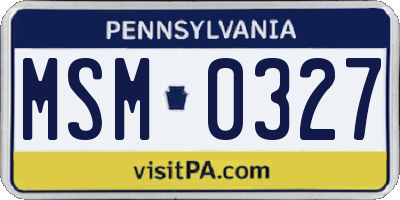 PA license plate MSM0327