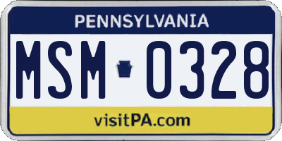 PA license plate MSM0328