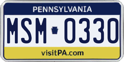 PA license plate MSM0330