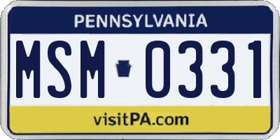 PA license plate MSM0331