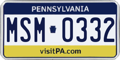 PA license plate MSM0332