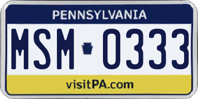 PA license plate MSM0333