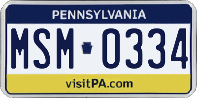 PA license plate MSM0334