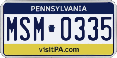 PA license plate MSM0335