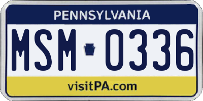 PA license plate MSM0336