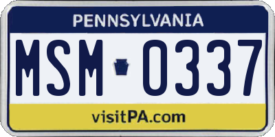 PA license plate MSM0337
